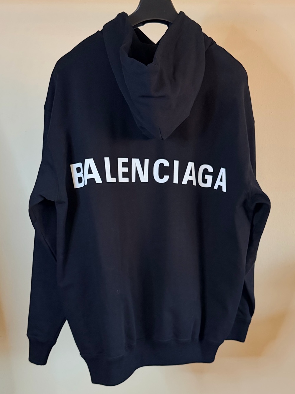 Balenciaga Black Hoodie with White Back Logo